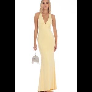 Lucy in the sky Front Twist V-Neck Maxi Dress in Yellow